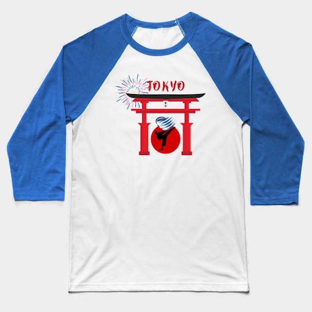 Karate team Greece in Tokyo Baseball T-Shirt by ArtDesignDE